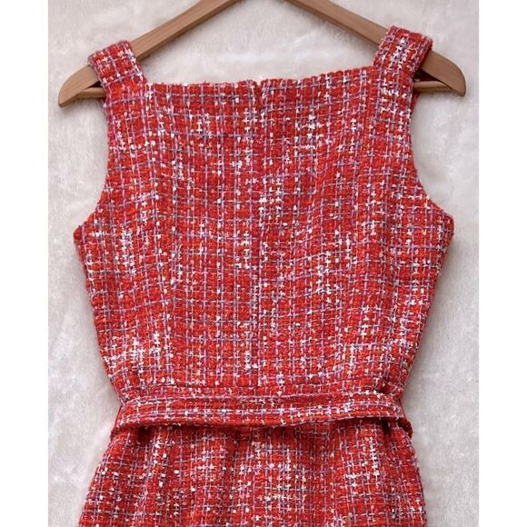 Ann Taylor Red Tweed Button-Front Sheath Dress - Picture 13 of 16